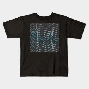 dynamic teal waves on anthracite shapelines Kids T-Shirt